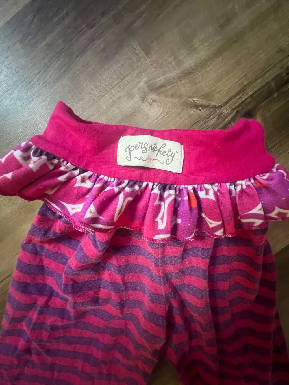 Persnickety Boutique Hot Pink Purple Striped Ruffle Leggings Pull-on Pants